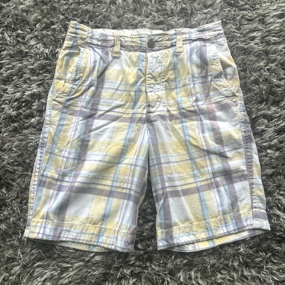 Abercrombie & Fitch Men's Shorts Plaid Button Fly Cargo Shorts Size 30